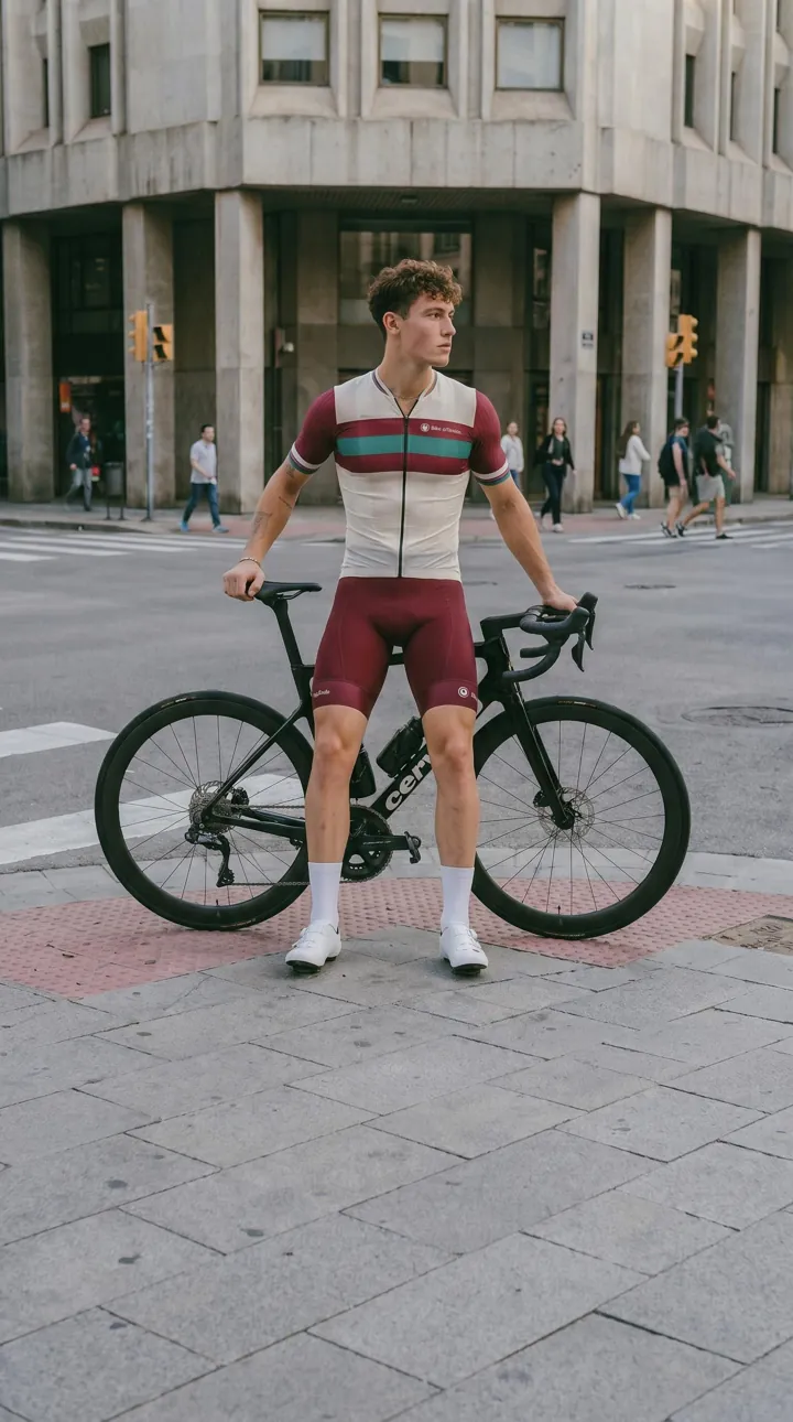 AI-generated campaign photo: the same kit at a city crossing